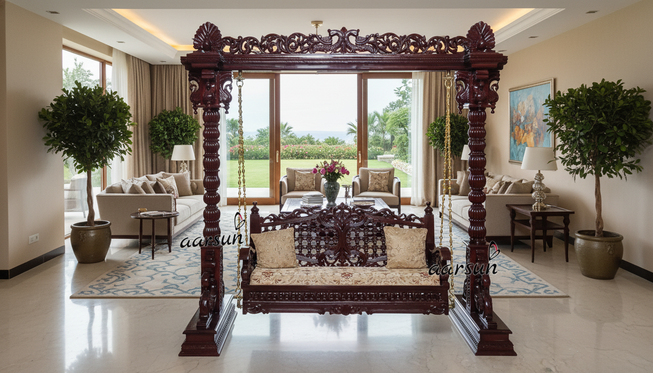 Comfortable Multi Seater Wooden Swing Design